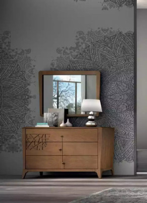 Bedroom dresser with mirror wooden furniture cabinet brown modern new