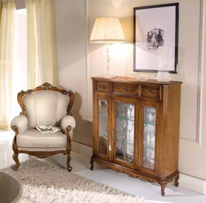 Classic furniture design brown display case glass cabinet elegant luxurious new