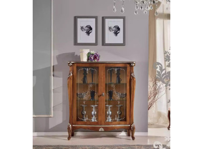 Brown glass display cabinet living room wood sideboard luxury display cupboard shelf