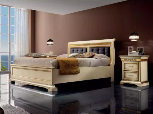 Complete bedroom design modern luxury bed 2x nightstands dresser