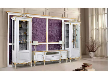 Wall unit TV stand RTV 2x display cabinet wood classic white living room new
