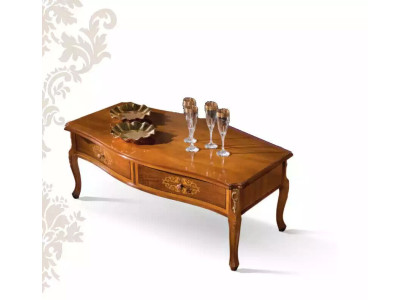 Classic Brown Wood Coffee Table Luxury Design with Drawers New