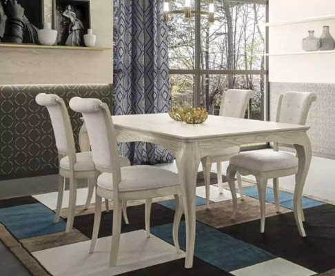 Dining Room Set White Dining Table 4x Chairs Sideboard Elegant Design New 6-piece.