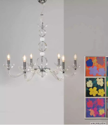 Crystal chandelier pendant ceiling lamps, 6x new lamps