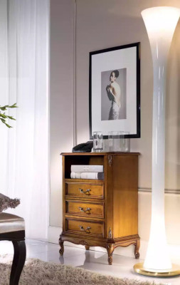 Classic chest of drawers wooden furniture brown living room 3 drawers design lamp