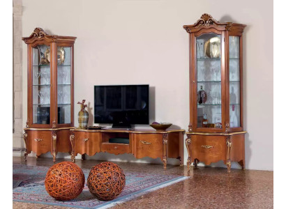 Classic TV stand luxury 2x display cabinet living room furniture wall unit wood