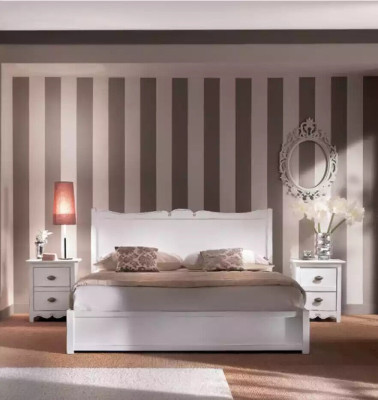 Modern bedroom bed, 2x nightstands, dresser, wardrobe set