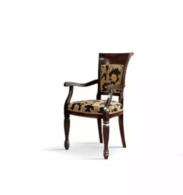 Chair Brown Design Living Room Dining Room Wood Upholstered with Armrest New
