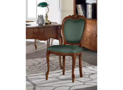 Classic Brown Wooden Chair Luxury Office Furniture Green Single-seater Design