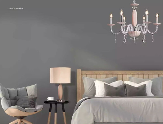 Stylish modern beige suspended ceiling light with 6x new bulbs