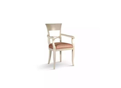 Chair with Armrest Brown Design Living Room Upholstered Dining Room Wood New
