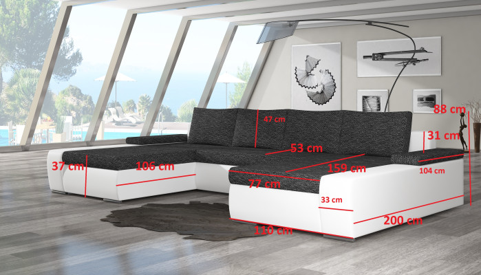 XXL Big Sleeper Sofa Relax Living Room Corner Sofa Set Upholstered Couch Corner Set