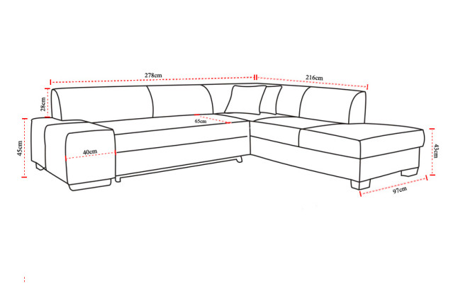 Classic Design Corner Sofa Porto II Bed Function Couch Textile Sofas Sleep Sofa