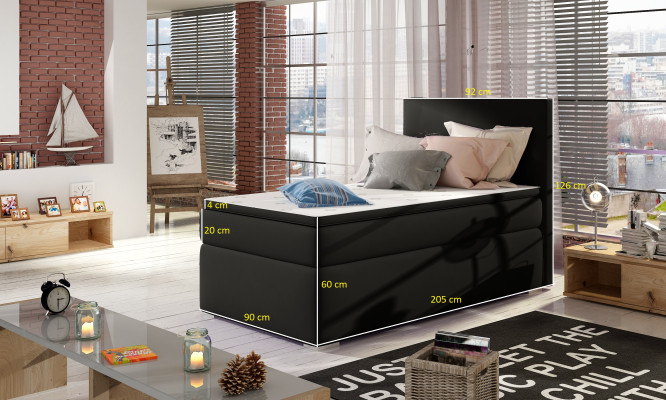 Box spring bed hotel beds 90x200cm leather complete bed box topper