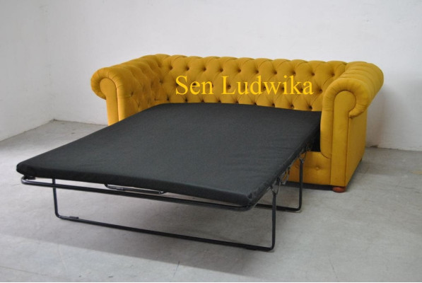Chesterfield three-seater velvet couch cushion sleep sofa couch bed function new