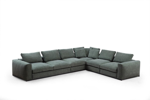 Corner sectional sofa L-shape wood with fabric modern couch new green