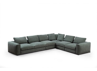 Corner sectional sofa L-shape wood with fabric modern couch new green