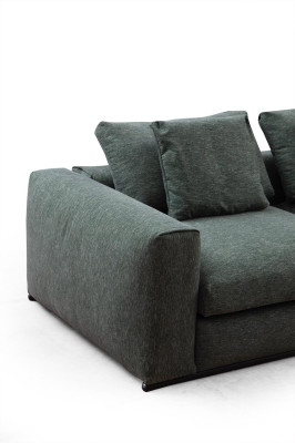 Corner sectional sofa L-shape wood with fabric modern couch new green
