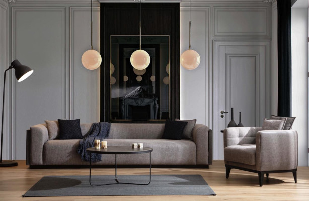 Living room sofa 4-seater design upholstered couch modern luxury new brown