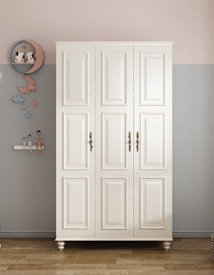 Wardrobe Country Style Furniture Classic Cabinet Wood Bedroom White