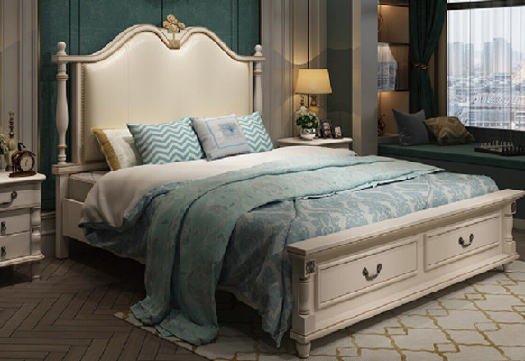 Bed Cushion Design Luxury Double Hotel Beds Royal Baroque Wood Furniture New