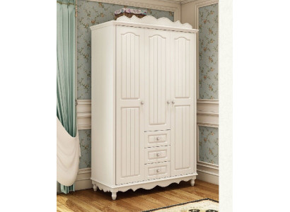 Country style furniture classic wardrobe cabinet wood bedroom white