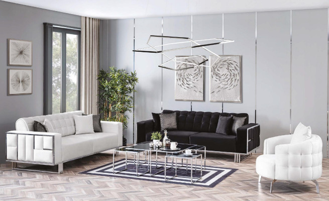 Three-seater sofa furniture furnishing couches sofas black upholstery