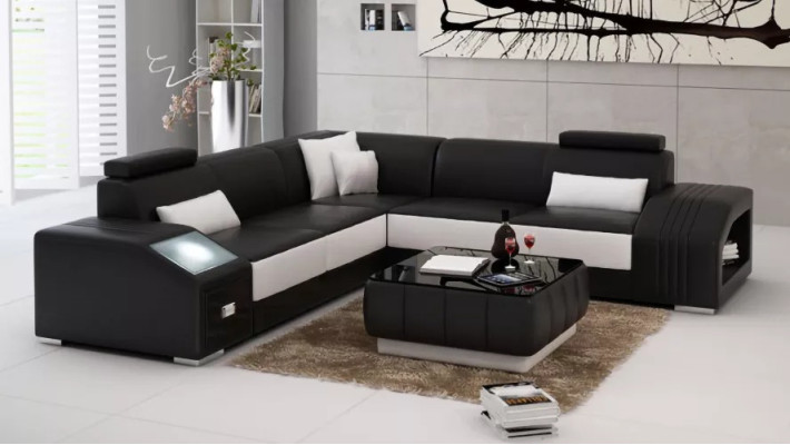 Leather upholstered design corner sofa couch sofa L shape living area living room corner couch