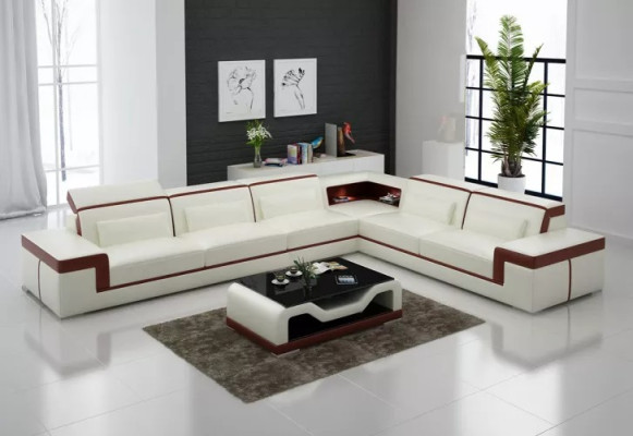 Leather cushion design corner sofa living room sectional couch L-shaped sofa landscape