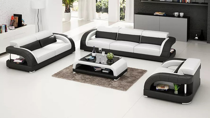 Leather sofa set 3+2+1 seater + coffee table leather sofa modern sofa