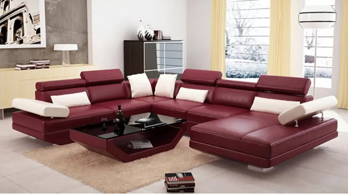 Corner sofa living room design modern sectional leather upholstery couch sofa