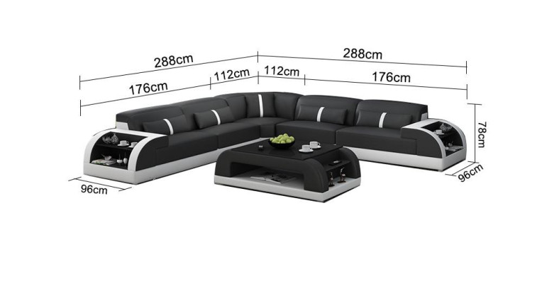 Leather sofa L-shaped couch living landscape corner sofa suite modern design sofa USB