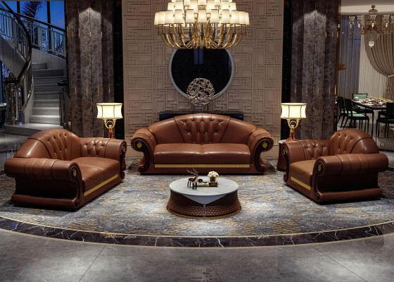 Chesterfield Sofa Set Complete Set Sofa 6-piece Seat Cushion Side Table Table