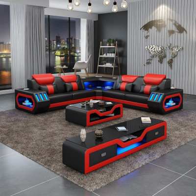 Sectional sofa L shape coffee table sofa couch design upholstery leather modern blue table new