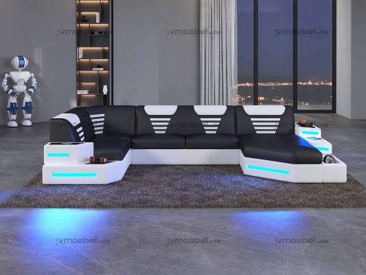 Corner sofa couch upholstery corner leather couches living landscape U shape +LED