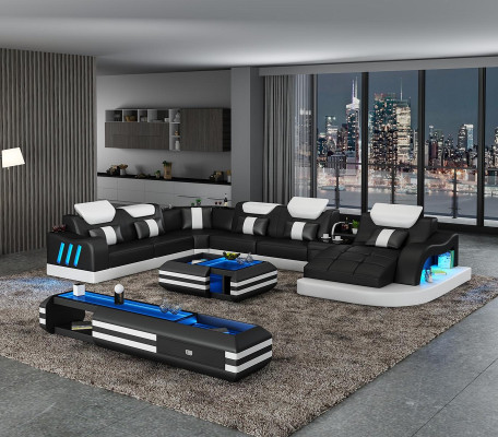 Corner sofa U-shape coffee table upholstery suite living landscape design corner sofa leather