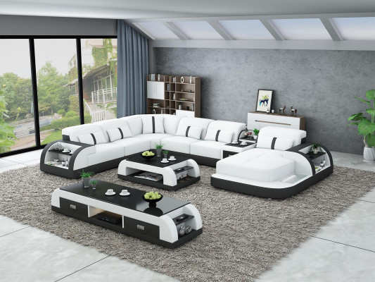 U-shaped living landscape corner sofa coffee table sideboard design living landscape 3-piece set.