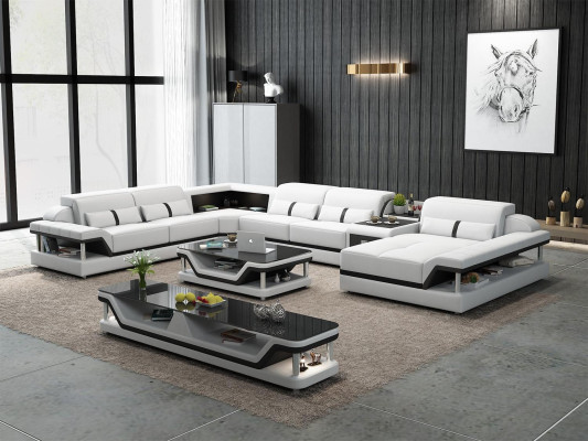 U-shaped living landscape corner sofa coffee table sideboard design 3-piece living landscape