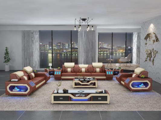 Complete set sofa suite 321 seats coffee table design living room landscape 4-piece new