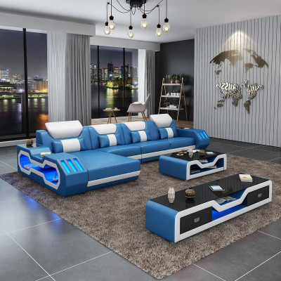Sectional sofa in L shape + coffee table + sideboard design sectional sofa