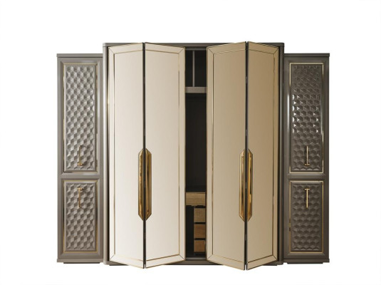 Bedroom 2 nightstands + bed + wardrobe 3-piece complete furniture set