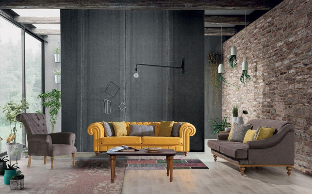 Sofa Couch Upholstered Sofas Design Furniture 3-seater Three-seater Chesterfield