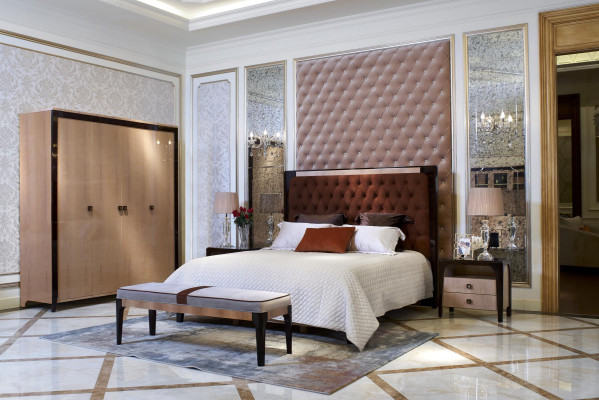 Bed luxury upholstery design double beds hotel marital sleeping room textile