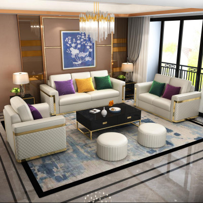 Complete set sofa suite 3 2 1 seater designer 3-piece leather sofa