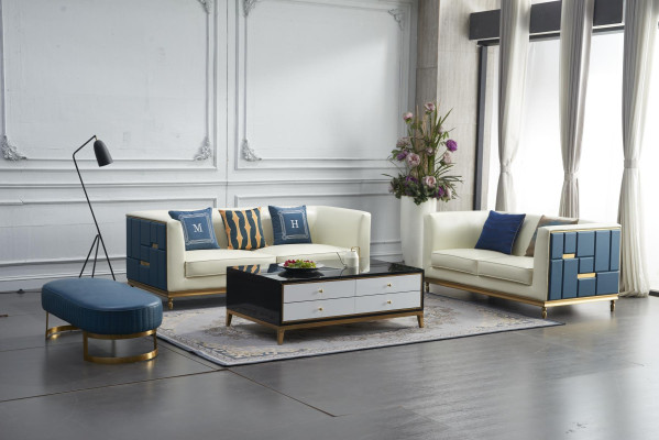 Sofa Couch Design Upholstery Modern Gray Faux Leather Sofas 2-Seater Loveseat