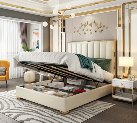 Luxury bedroom furniture bed 2x bedside table set beds hotel furniture 3-piece set.