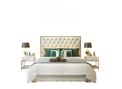 Double bed bedroom luxury hotel marital bed 2x nightstand 3-piece set beds