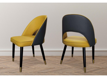 Armchair Chair 1x Dining Room TV Seat Modern Upholstered Chair Yellow