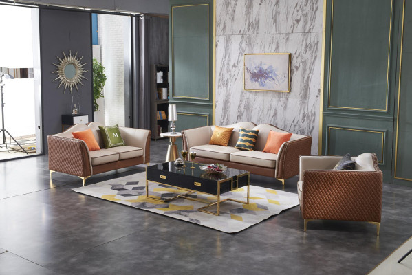 Classic two-seater sofa couch upholstered leather sofas seat