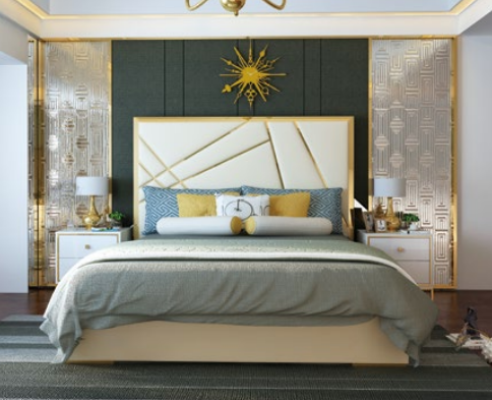 Designer double bed hotel decor luxury bedroom 180/200x200cm leather